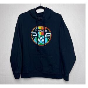 Weezer Band Logo Pullover Sweatshirt Hoodie Black Long Sleeve Size XL Unisex